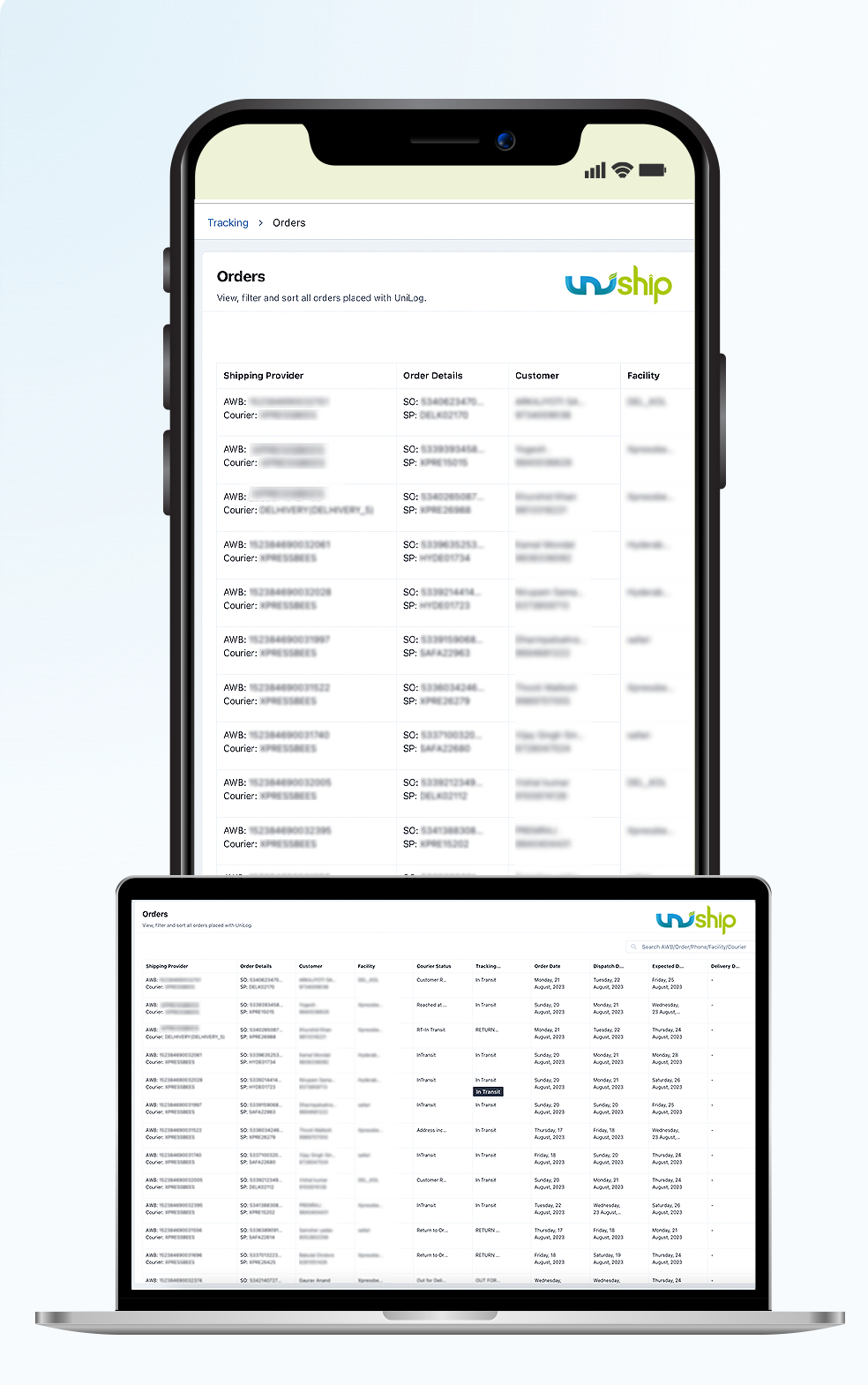 customized merchant panel for logistics tracking