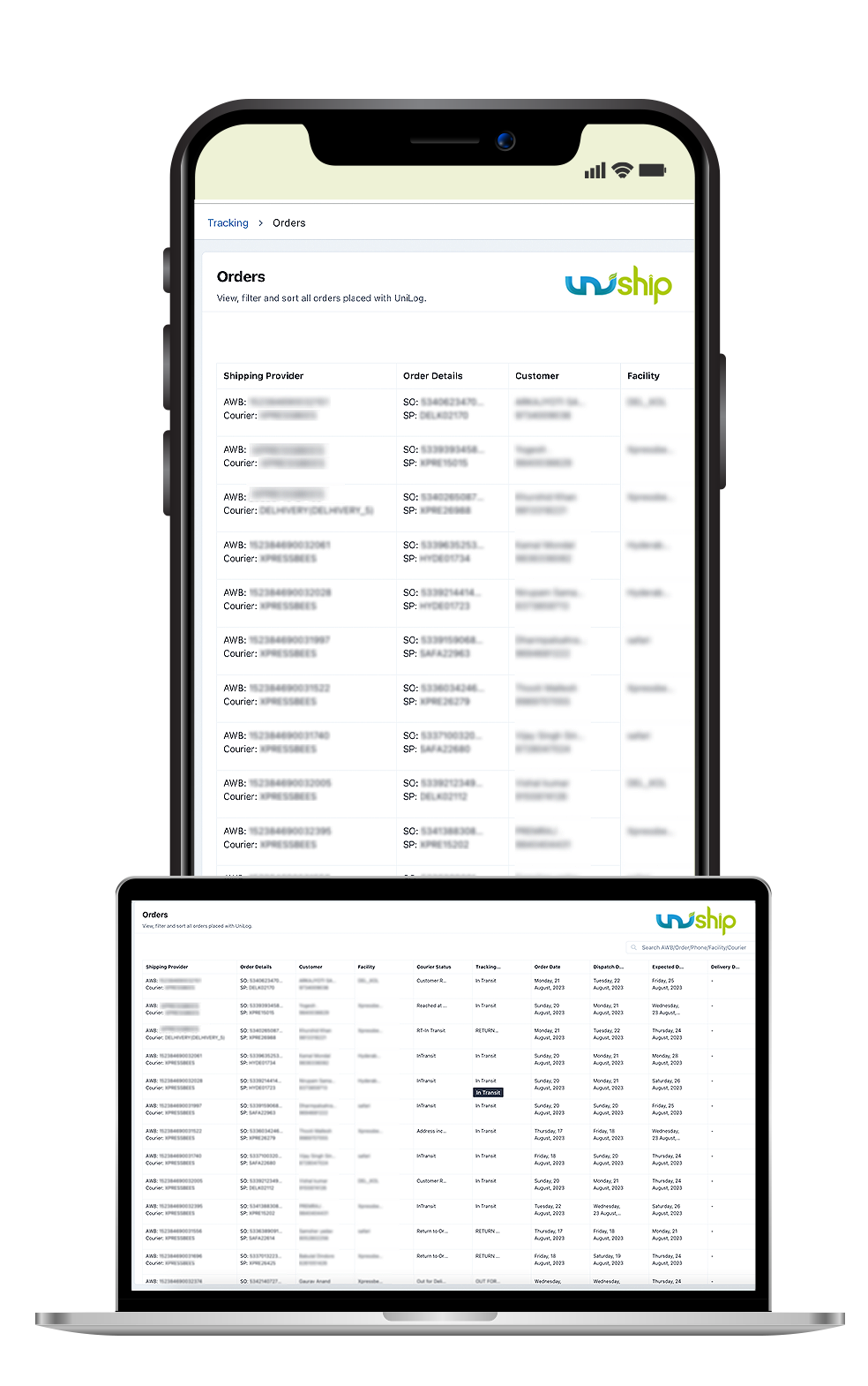 customized merchant panel for logistics tracking